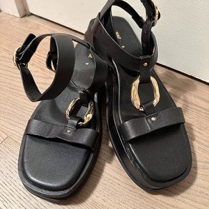 Zara Strappy Gold Platform Sandals